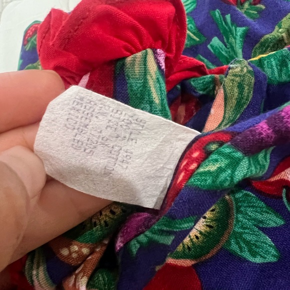 Vintage! Moty Fruit-Print Long Sleeve Dress with Red Trim size 6x - Picture 7 of 8